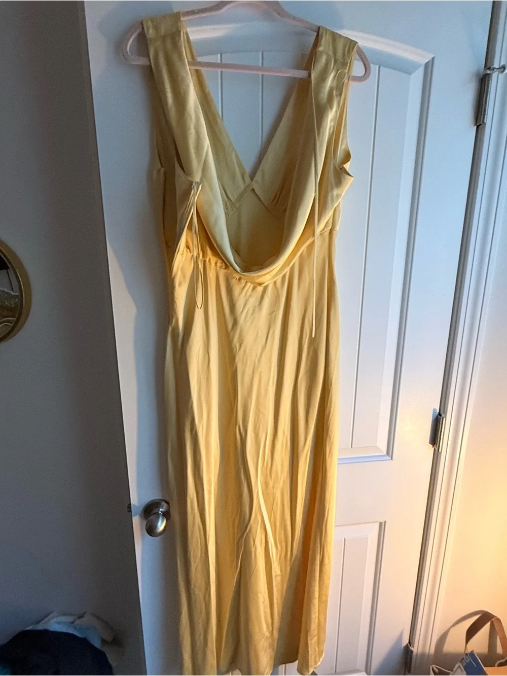 Abercrombie & Fitch Pale Yellow Cowl-Back Maxi Dress